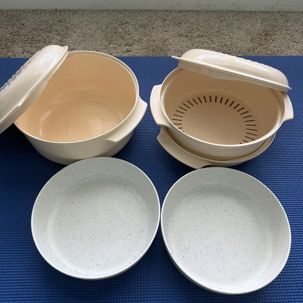 Tupperware Microwave 7 Piece Stack Cooker Steamer Set EXCELLENT USED CONDITION